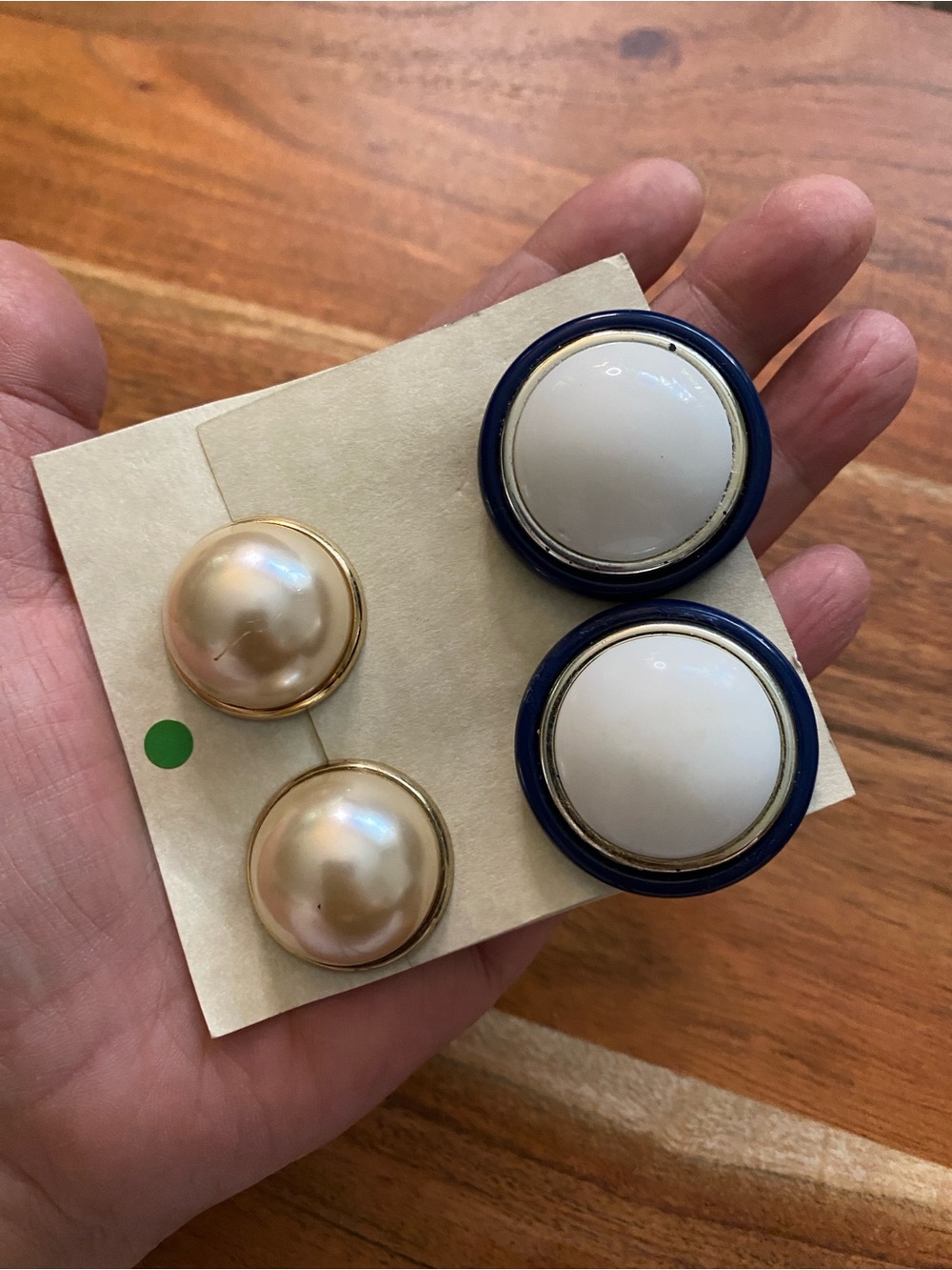 Large button post earrings 2 pairs